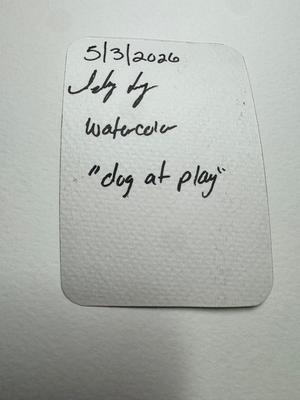Chocolate lab Watercolor Pet Portrait Dog Playing Outdoor Ashley Leary aceo art card thumbnail 2