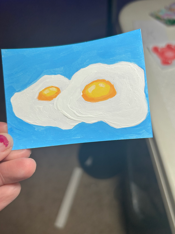 Two Eggs Smoochin aceo art card