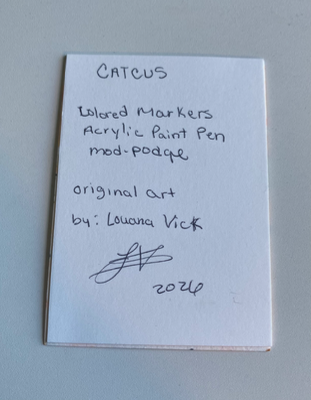 Catcus Time aceo art card thumbnail 2