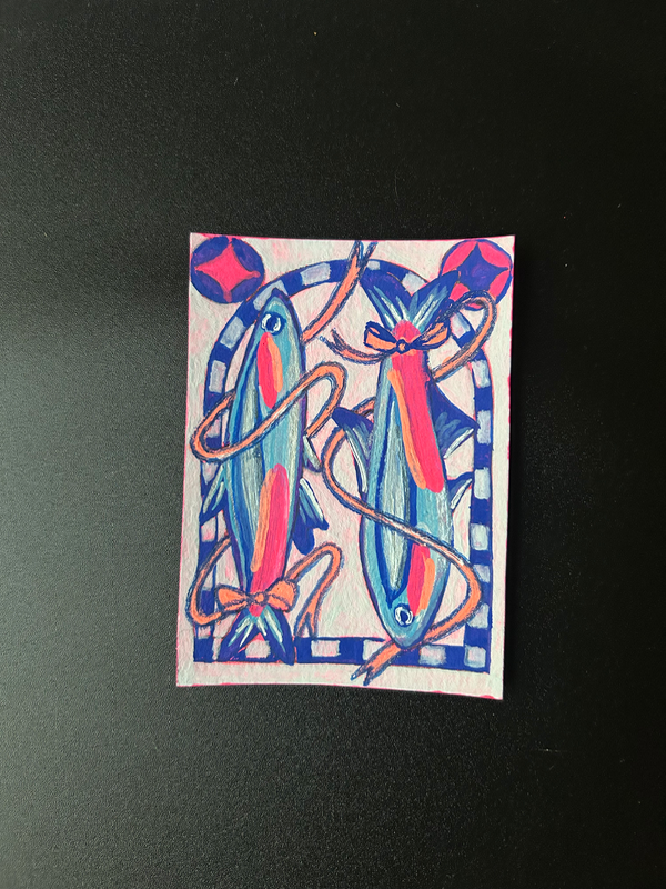 Two Little Fish aceo art card