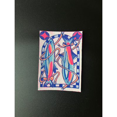 Two Little Fish aceo art card thumbnail 1