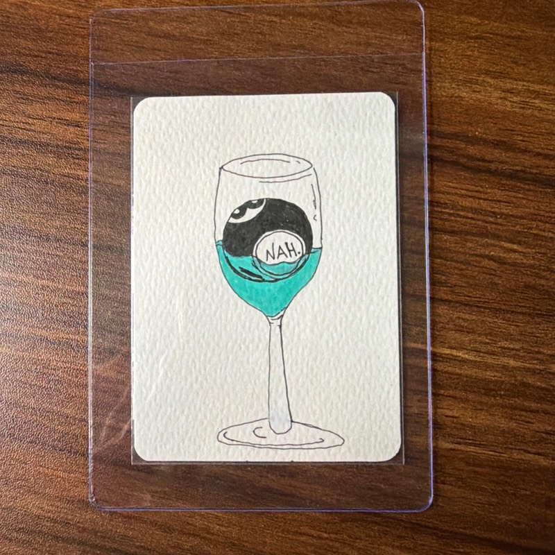 Eight Ball Wine 1/4 - Nostalgic Eight Ball - Whimsical Childhood - Wine - Drinks aceo art card