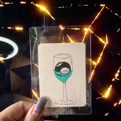 Eight Ball Wine 1/4 - Nostalgic Eight Ball - Whimsical Childhood - Wine - Drinks aceo art card thumbnail 2