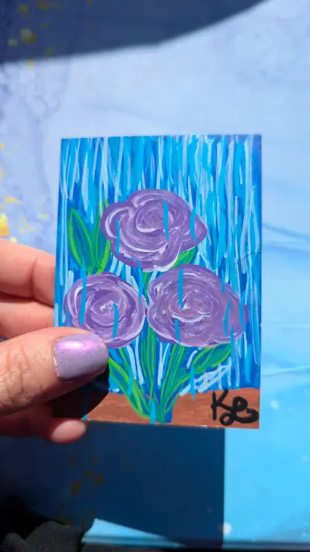 Purple Rose Rain aceo art card