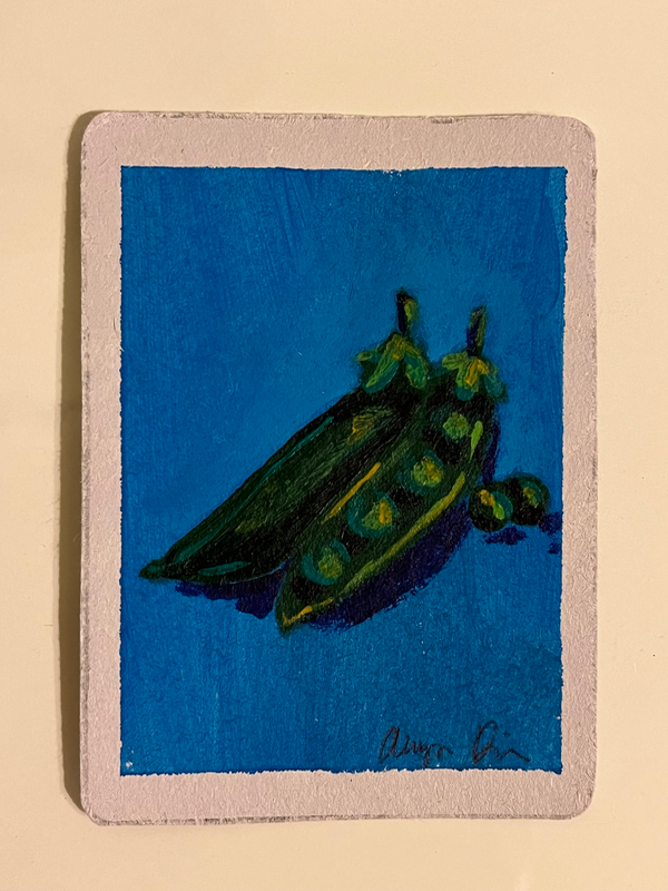 Acrylic peas aceo art card