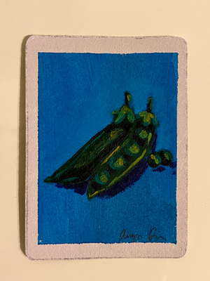 Acrylic peas aceo art card thumbnail 1