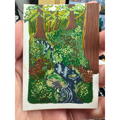 Forest Morning aceo art card thumbnail 1