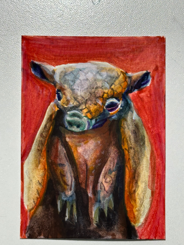 ACEO Original Armadillo Painting aceo art card