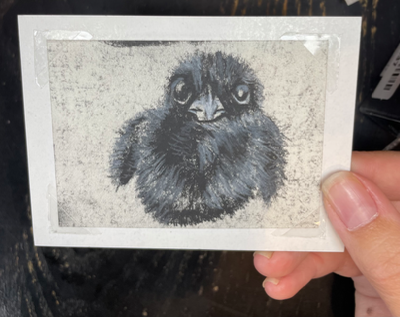 Curious Baby Crow aceo art card thumbnail 1