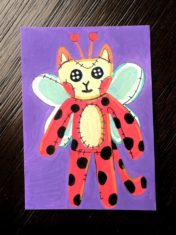 Button Bug aceo art card