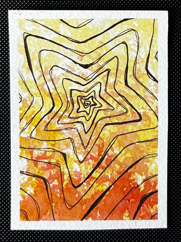 Fire-y Star aceo art card
