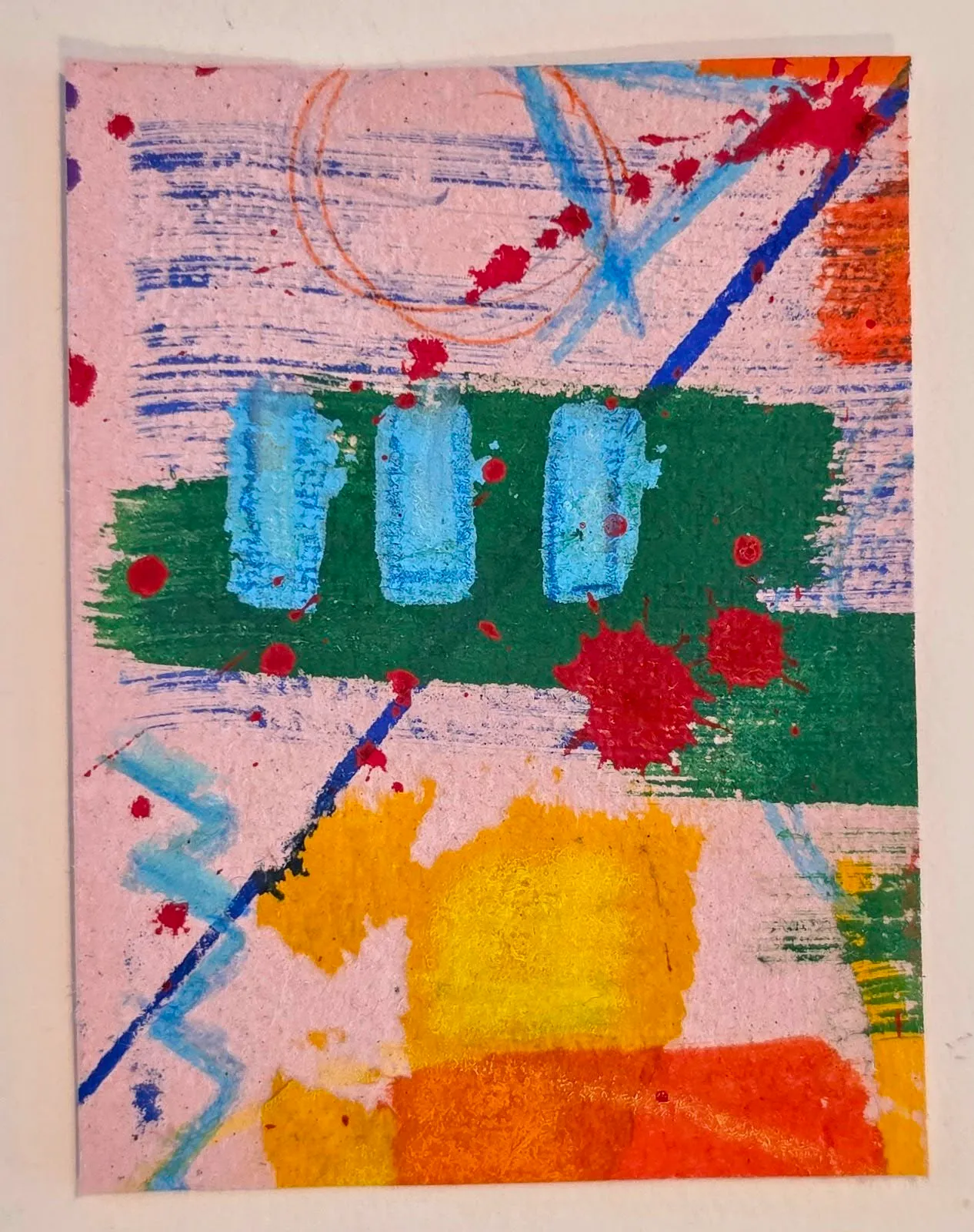 ACEO Abstract on Handmade Paper aceo art card