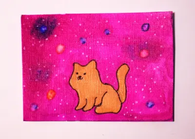 Space Cat #3 aceo art card thumbnail 2