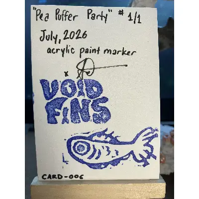 Pea Puffer Party aceo art card thumbnail 2