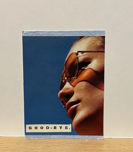 Original ACEO Artwork - Goodbye Lady in Blue; Sunglasses; Over It; Women;Blue Analog Vintage Collage aceo art card
