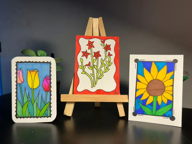 3 Flower ACEO set aceo art card