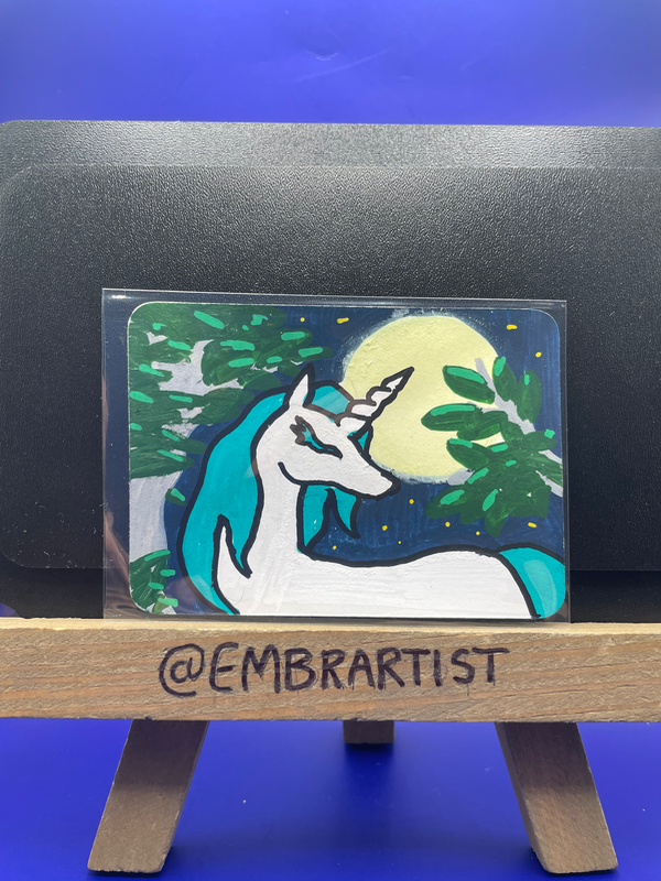 Serene Unicorn aceo art card