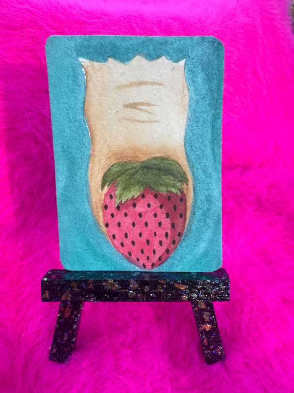 Strawberry Toe aceo art card