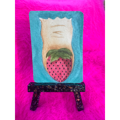 Strawberry Toe aceo art card thumbnail 1