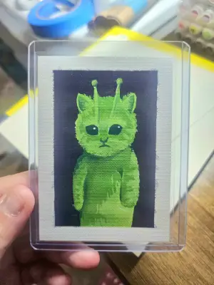 Glorp Alien Cat aceo art card thumbnail 1