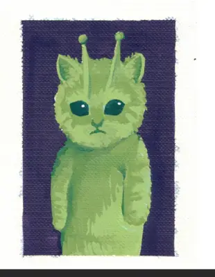 Glorp Alien Cat aceo art card thumbnail 2