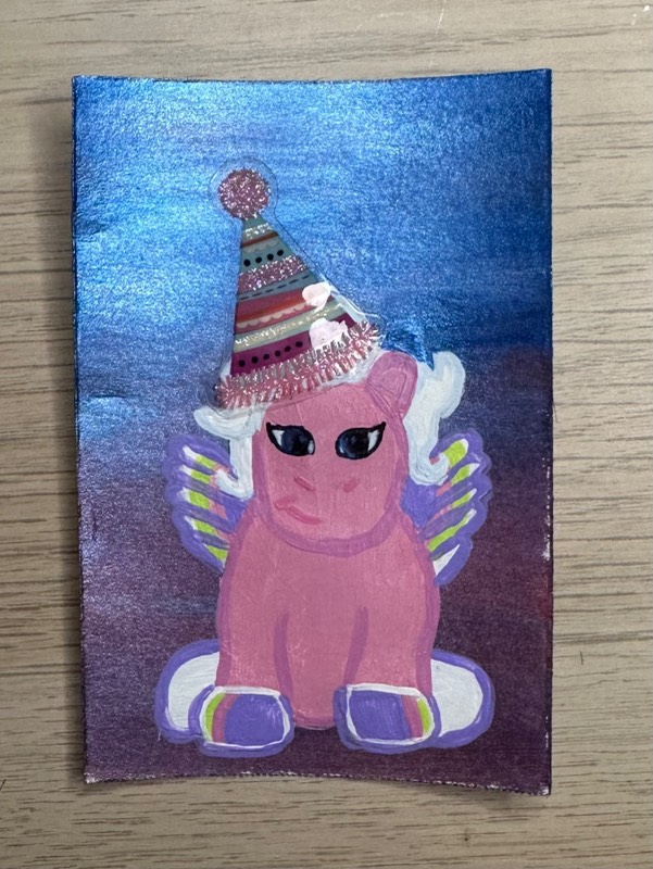 Birthday Pegasus Webkinz aceo art card