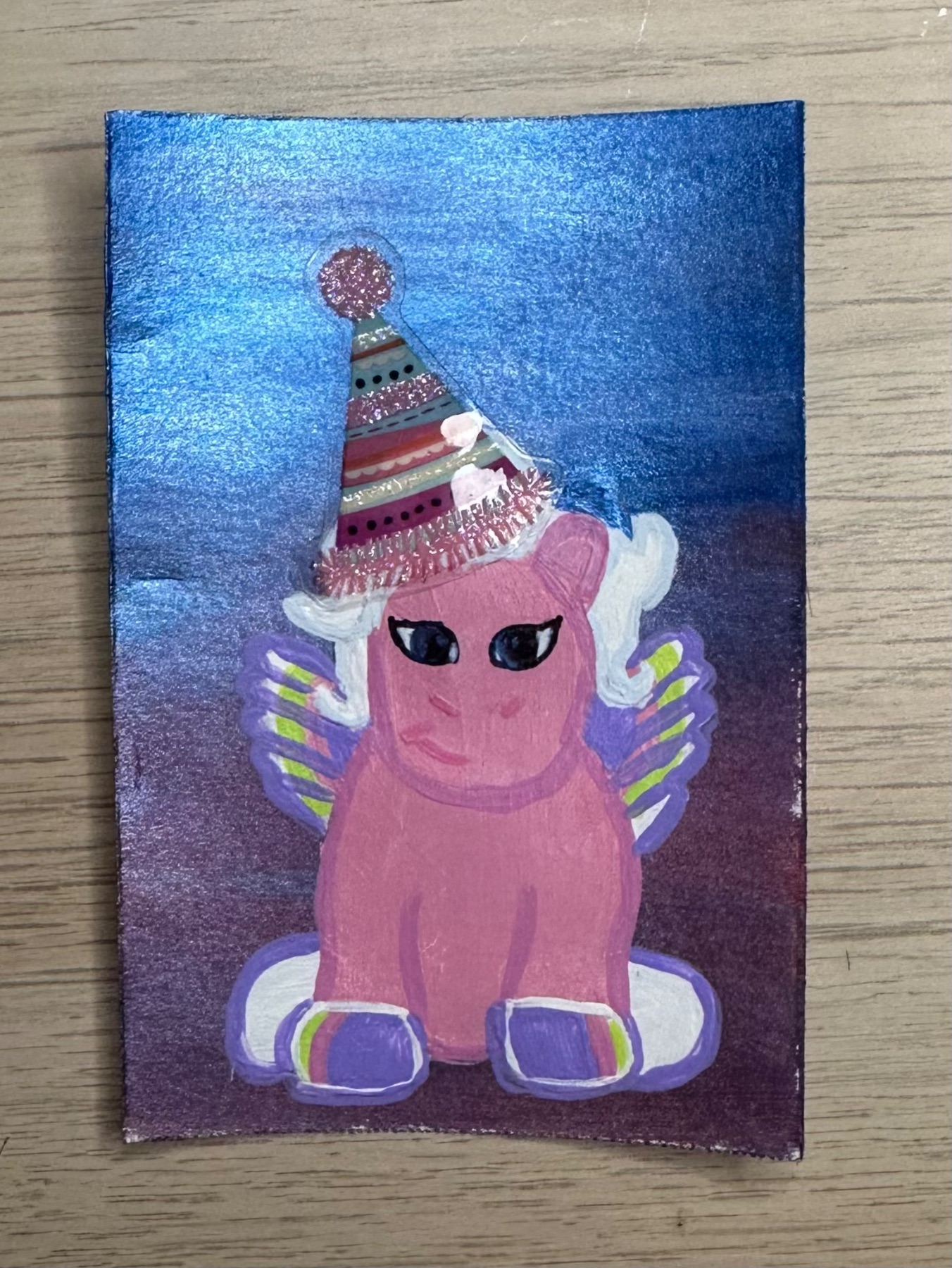 Birthday Pegasus Webkinz aceo art card