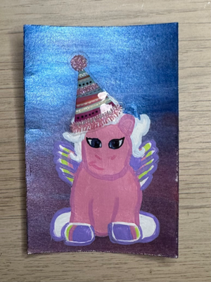 Birthday Pegasus Webkinz aceo art card thumbnail 1