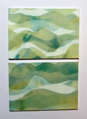 Ocean Waves Mixed Media Cyanotype original art ACEO aceo art card thumbnail 3