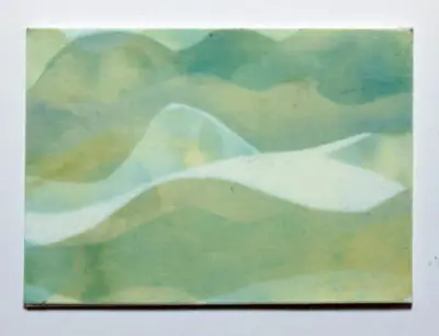 Ocean Waves Mixed Media Cyanotype original art ACEO aceo art card thumbnail 2