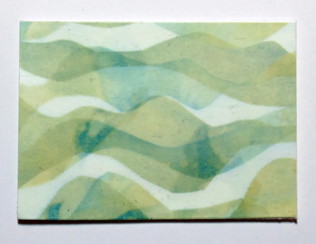 Ocean Waves Mixed Media Cyanotype original art ACEO aceo art card