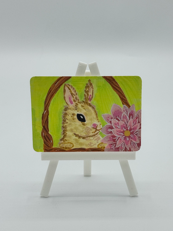 Easter basket with bunny aceo art card