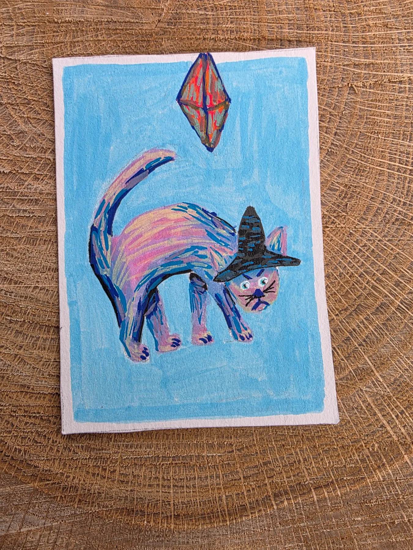 "Do not pet" Sims cat aceo art card