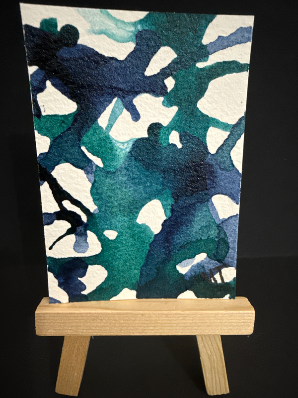 GreenBlue No 6 aceo art card
