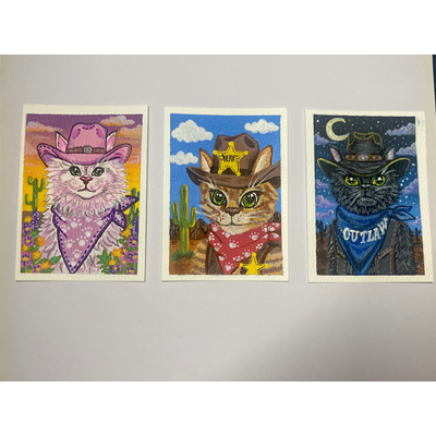 ACEO Original Acrylic Painting Sheriff Whiskers aceo art card thumbnail 2