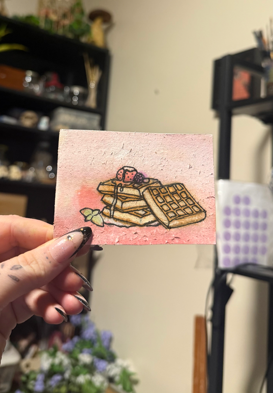 Waffles aceo art card