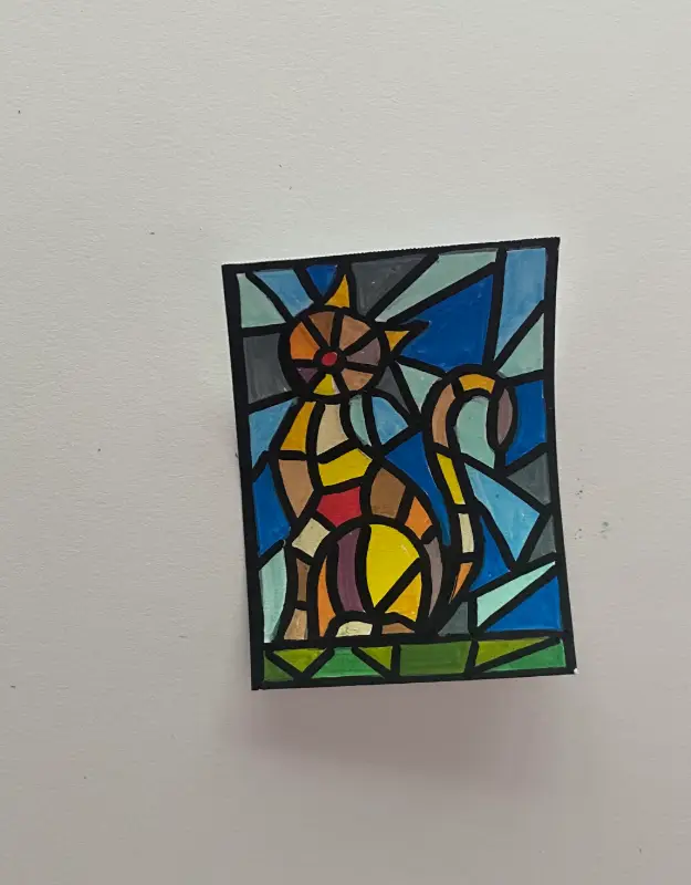 Happy cat aceo art card