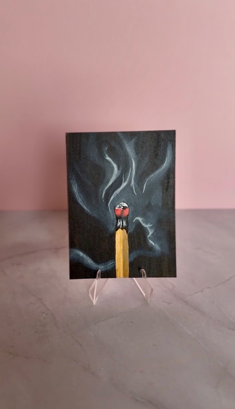 Burning Out- Series Fire and Smoke 4/7 aceo art card