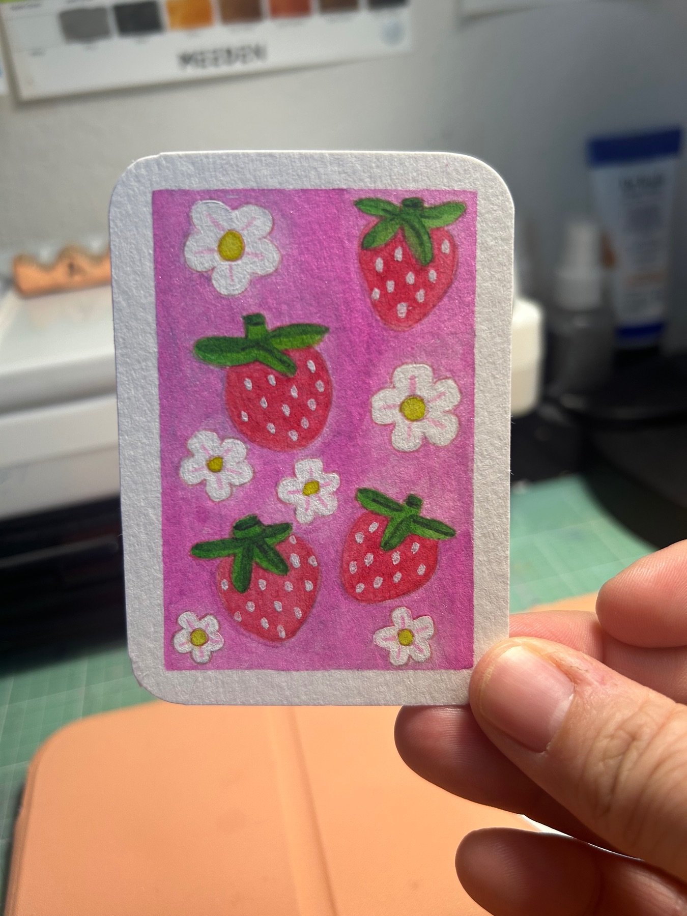 Strawberries aceo art card