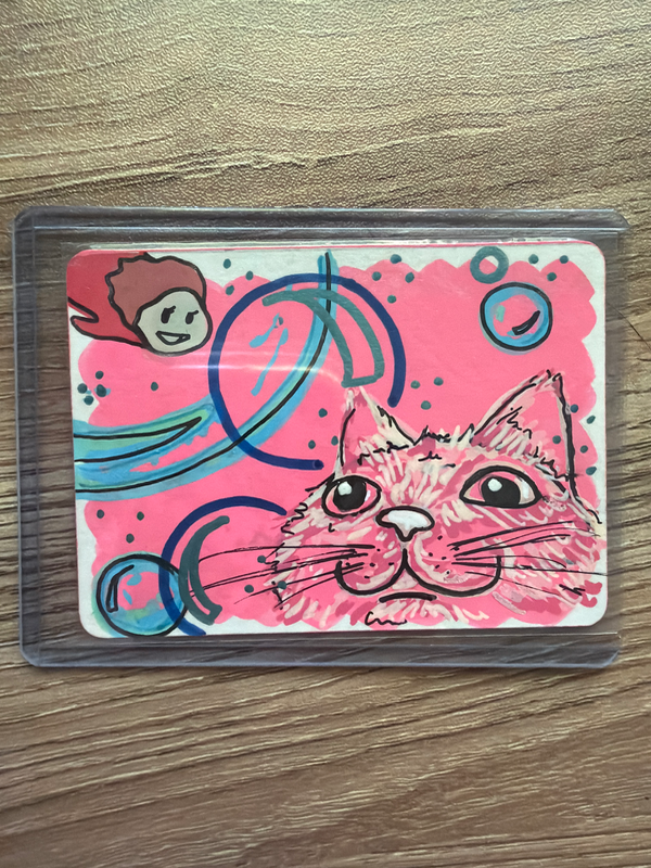 Bubble kitty aceo art card