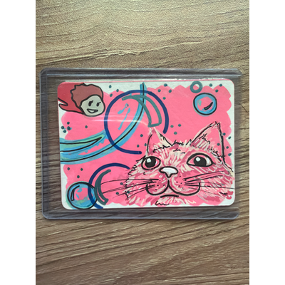 Bubble kitty aceo art card thumbnail 1