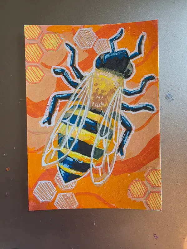 Honeybee aceo art card
