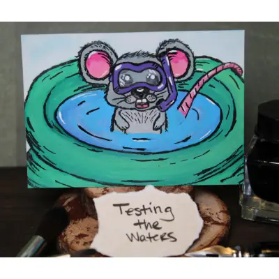 Testing the Waters aceo art card thumbnail 1