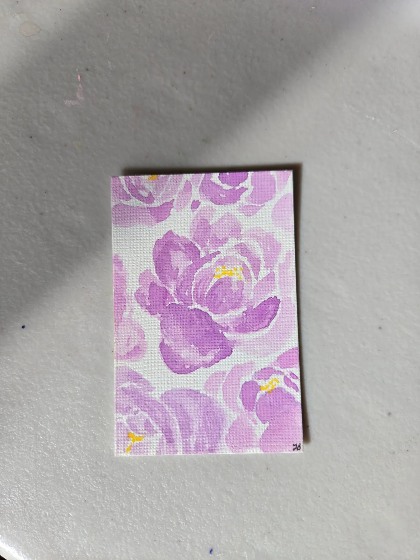 Purple peony aceo art card