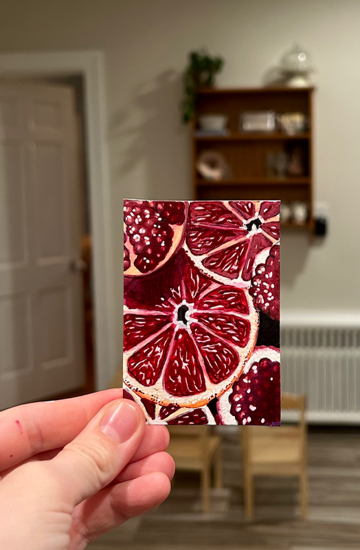 Burgundy Citrus aceo art card