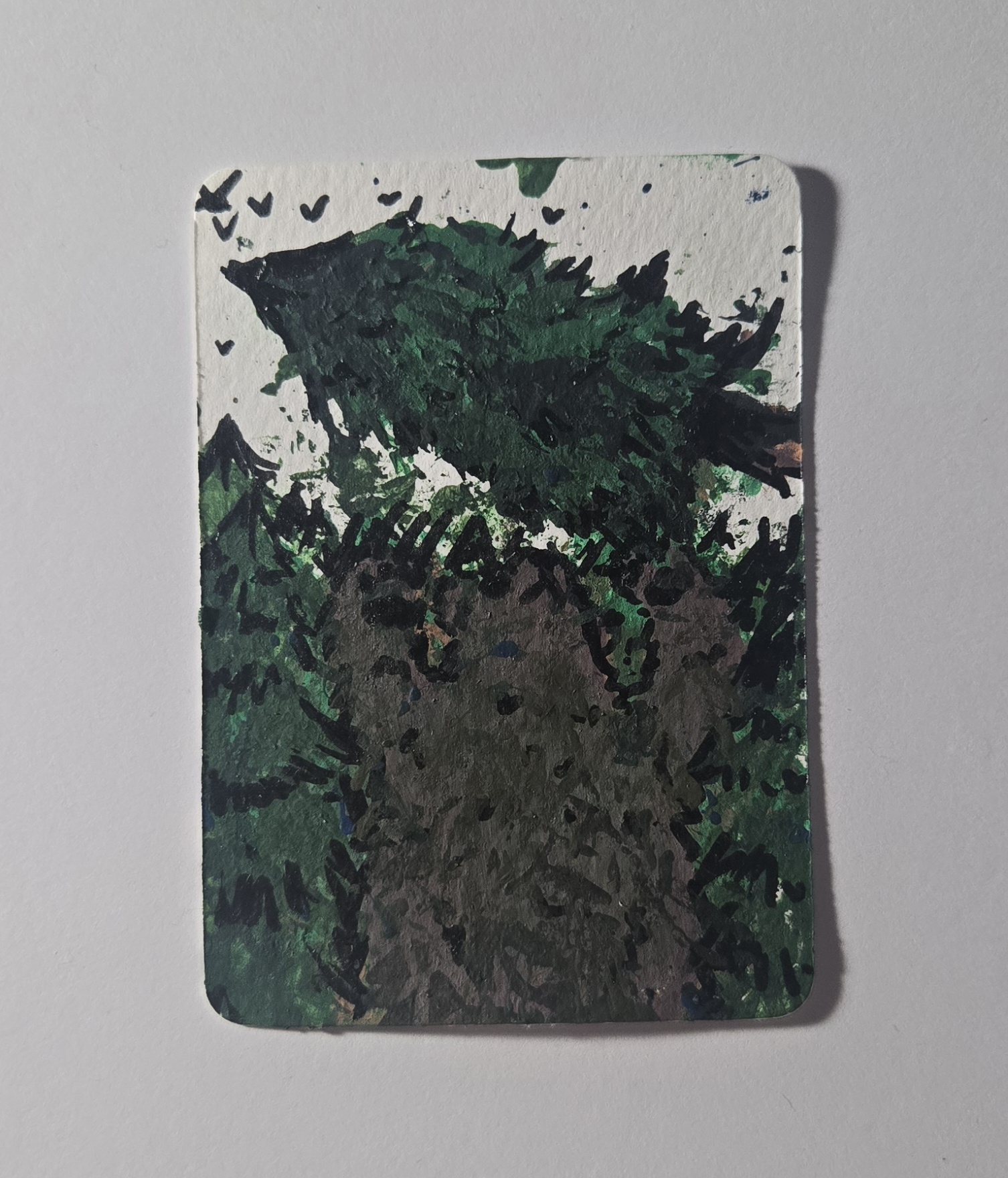 Bear Tree aceo art card thumbnail 1