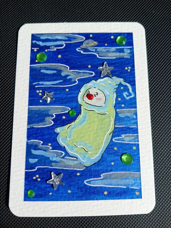 Mixed Media Clown 2 aceo art card