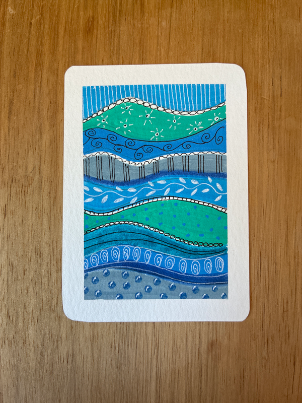 Waves of Blue aceo art card