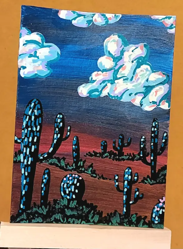 Cloudy Day in the Desert aceo art card