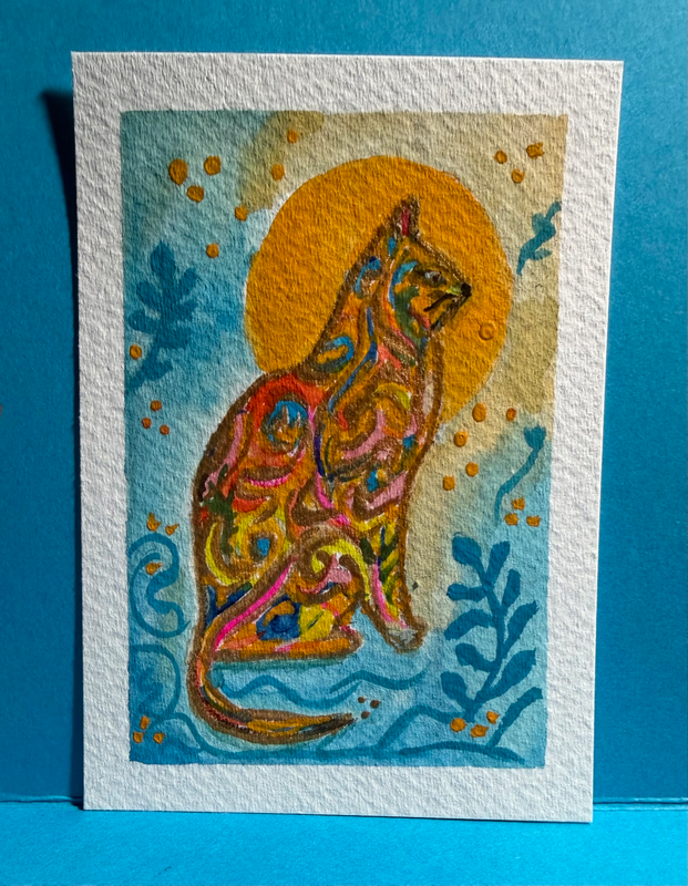 Moonlit Whiskers aceo art card